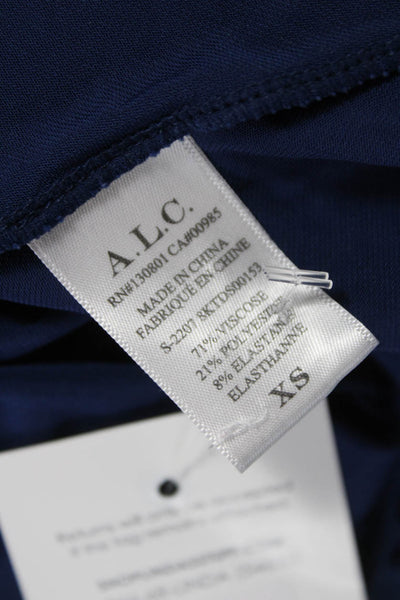 A.L.C. Womens Maxi Dress Blue V-Neck Sleeveless Viscose Zip Full Length Size XS