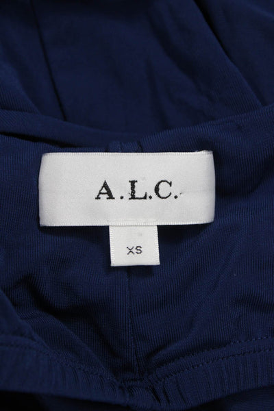 A.L.C. Womens Maxi Dress Blue V-Neck Sleeveless Viscose Zip Full Length Size XS
