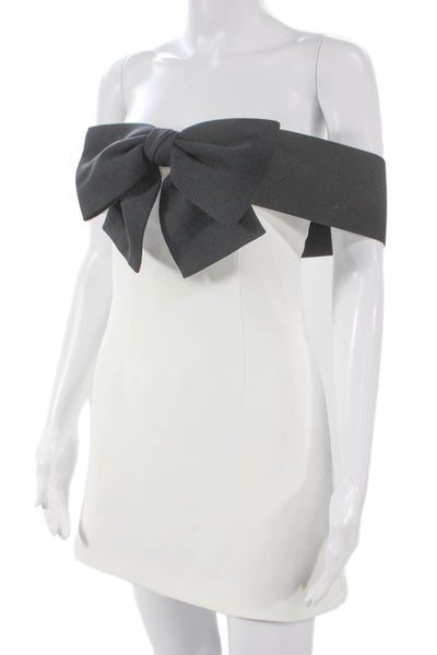 Self Portrait Womens Mini Dress White Off Shoulder Sleeveless Polyester Size 0