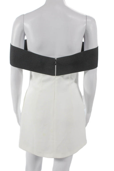 Self Portrait Womens Mini Dress White Off Shoulder Sleeveless Polyester Size 0