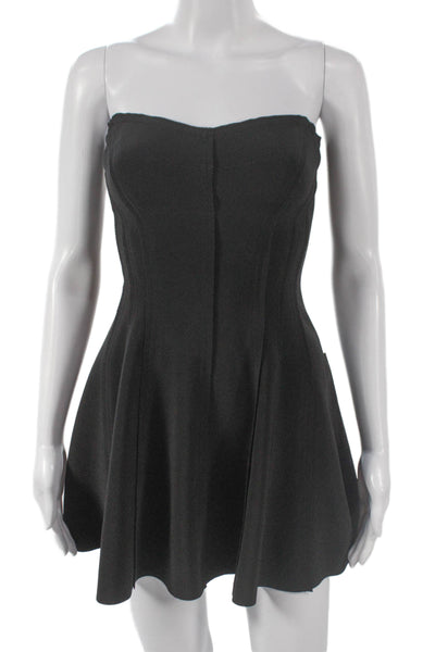 Norma Kamali Womens Fit & Flare Dress Black Sweetheart Sleeveless Zip Size XS