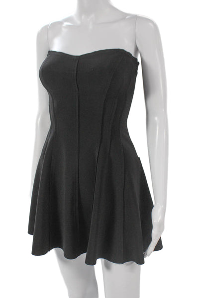 Norma Kamali Womens Fit & Flare Dress Black Sweetheart Sleeveless Zip Size XS