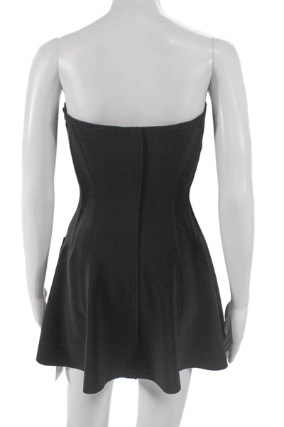 Norma Kamali Womens Fit & Flare Dress Black Sweetheart Sleeveless Zip Size XS