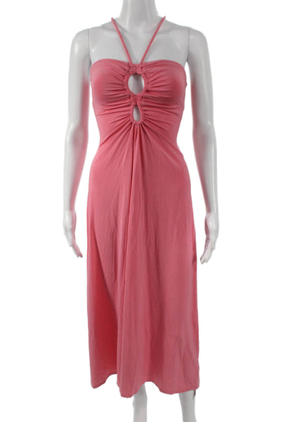 A.L.C. Womens Maxi Dress Pink Halter Sleeveless Pullover Full Length Size XS