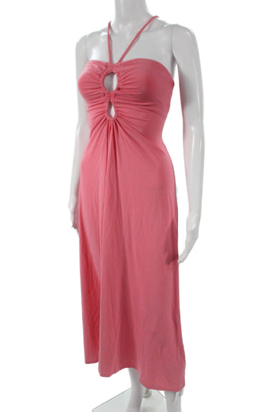 A.L.C. Womens Maxi Dress Pink Halter Sleeveless Pullover Full Length Size XS