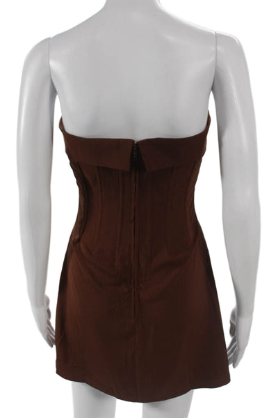 With Jean Women Bodycon Strapless Mini Dress Brown Sleeveless Size S