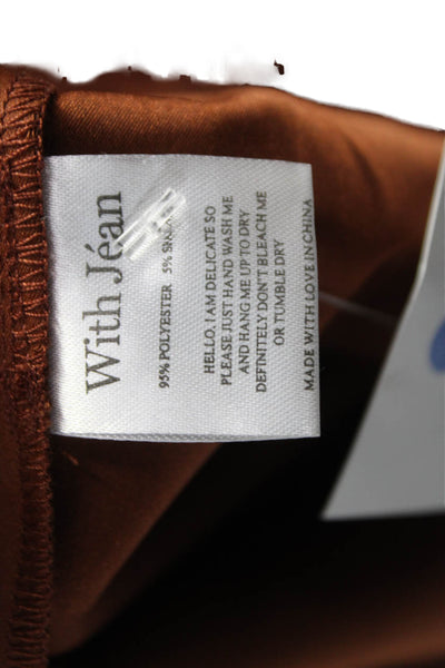 With Jean Women Bodycon Strapless Mini Dress Brown Sleeveless Size S