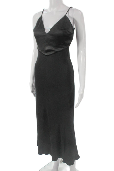 Ba&Sh Womens Slip Dress Black Viscose V-Neck Tie Sleeveless Full-Length Size 2