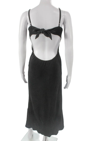 Ba&Sh Womens Slip Dress Black Viscose V-Neck Tie Sleeveless Full-Length Size 2