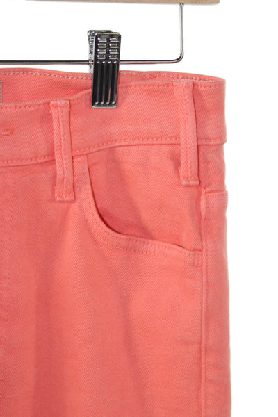 Mother Women Straight Jeans Orange Mid Rise Cotton 28 Inseam Size 26