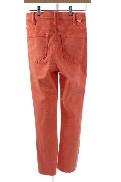 Mother Women Straight Jeans Orange Mid Rise Cotton 28 Inseam Size 26