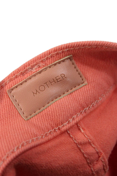 Mother Women Straight Jeans Orange Mid Rise Cotton 28 Inseam Size 26