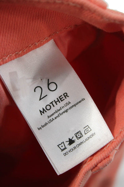 Mother Women Straight Jeans Orange Mid Rise Cotton 28 Inseam Size 26