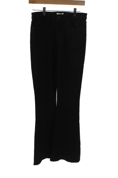 L Agence Womens Black Flared Jeans Cotton High Rise Button Inseam 35 Size 26