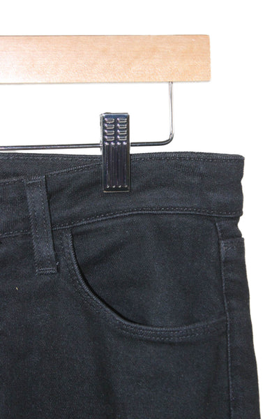 L Agence Womens Black Flared Jeans Cotton High Rise Button Inseam 35 Size 26