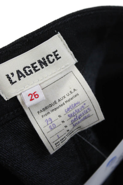 L Agence Womens Black Flared Jeans Cotton High Rise Button Inseam 35 Size 26