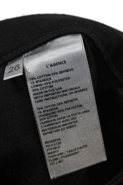 L Agence Womens Black Flared Jeans Cotton High Rise Button Inseam 35 Size 26