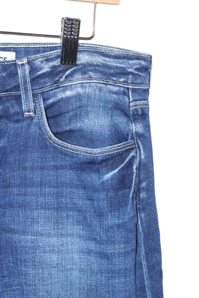 L Agence Women Wide-Leg Jeans Blue Cotton High Rise Button Size 26