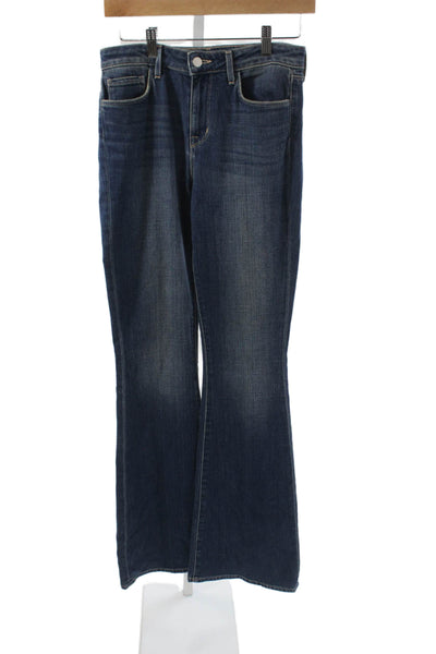 L Agence Womens Flared Jeans Blue High Rise Cotton Button Inseam 35 Size 26