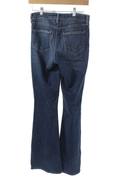 L Agence Womens Flared Jeans Blue High Rise Cotton Button Inseam 35 Size 26