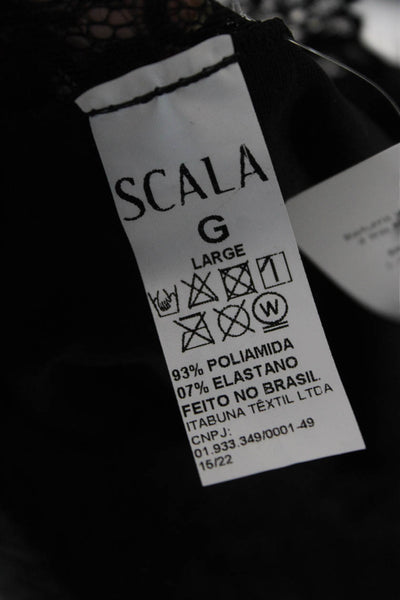 Scala Womens Basic Off Shoulder Black Long Sleeve Blouse Size L