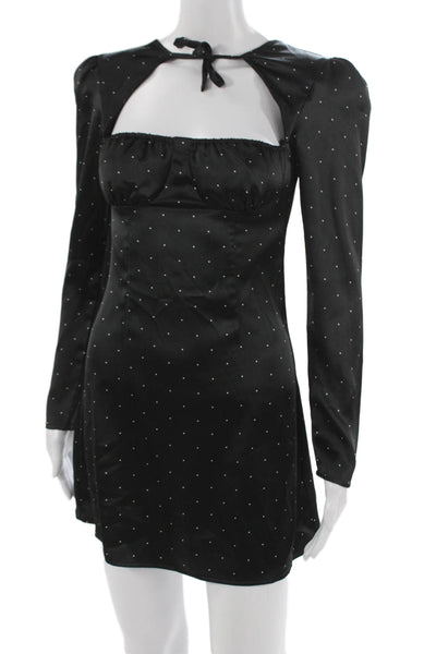 We Wore What Womens Mini Polka Dot Sweetheart Dress Black Long Sleeve Size 00