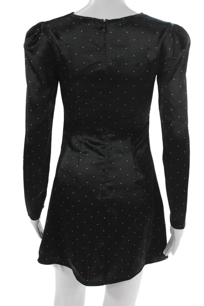 We Wore What Womens Mini Polka Dot Sweetheart Dress Black Long Sleeve Size 00