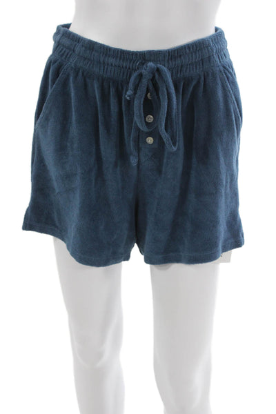 Donni Women Sweat Shorts Blue Drawstring Cotton Polyester Size S