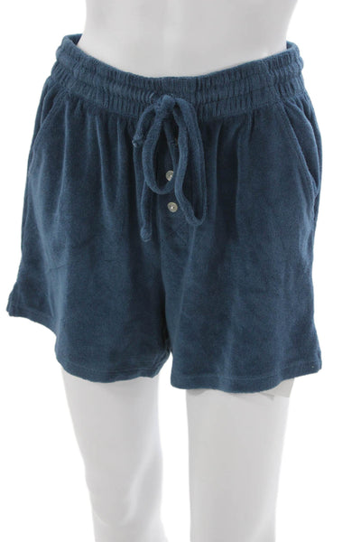 Donni Women Sweat Shorts Blue Drawstring Cotton Polyester Size S