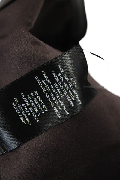 Ten By Babaton Womens Corset Top Brown PU Sweetheart Zip Strapless Size 2