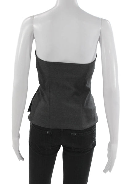 Zara Womens Basic Blouse Gray Sleeveless Sweetheart Zip Polyester Size XS
