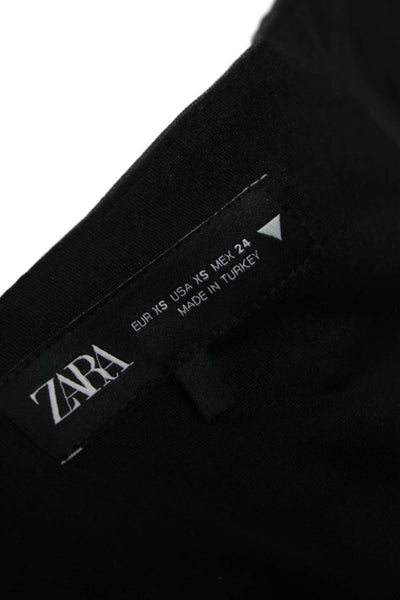 Zara Womens Basic Blouse Gray Sleeveless Sweetheart Zip Polyester Size XS