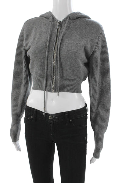 Zara Women Full Zip Hooded Sweater Gray Size S