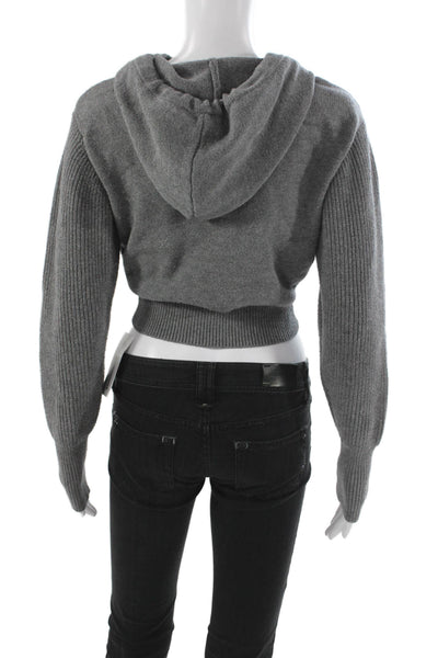 Zara Women Full Zip Hooded Sweater Gray Size S