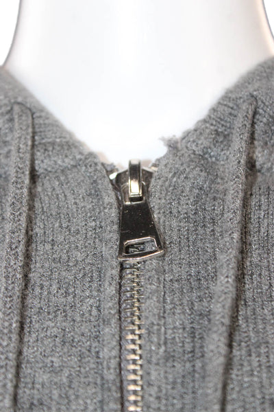 Zara Women Full Zip Hooded Sweater Gray Size S