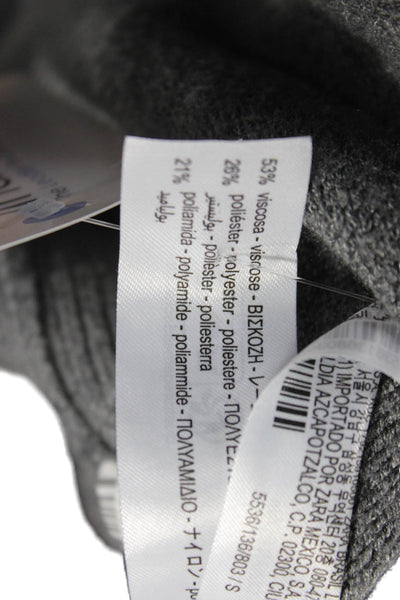 Zara Women Full Zip Hooded Sweater Gray Size S