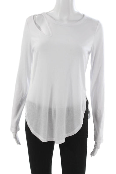 Alo Yoga Womens Pullover T-Shirt White Long Sleeve Round Neck Size XS