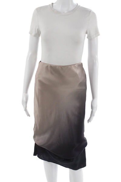 Cami NYC Women Silk Ombre Pencil Skirt Beige Long Pull On Size XS