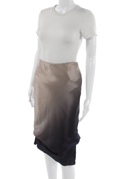 Cami NYC Women Silk Ombre Pencil Skirt Beige Long Pull On Size XS