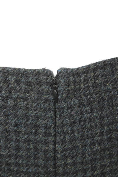 J Crew Womens Straight Pencil Skirt Black Houndstooth Wool Zip Size 0