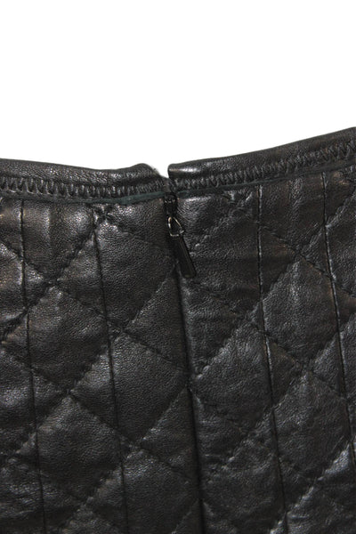 Catherine Malandrino Women Pleated Lamb Leather Skirt Black Size 2