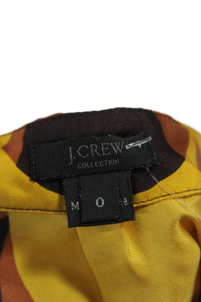 J Crew Women Basic Yellow Geometric Silk Sleeveless Round Neck Tank Size 0