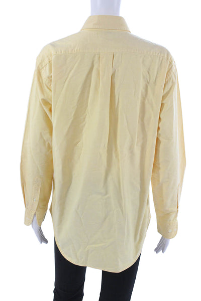 Lauren Ralph Lauren Women Button-Up Yellow Cotton Collared Long-Sleeve Size 6