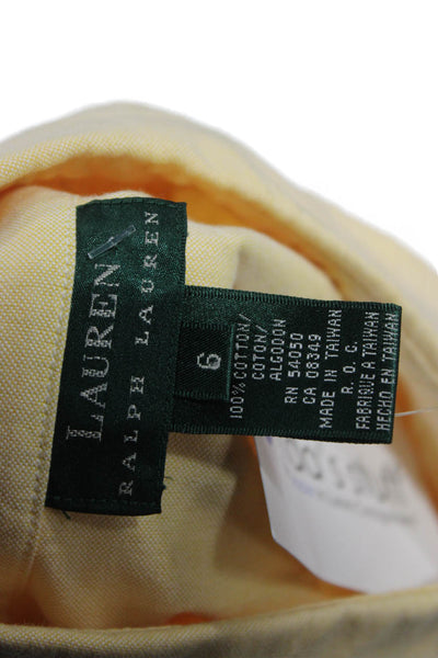 Lauren Ralph Lauren Women Button-Up Yellow Cotton Collared Long-Sleeve Size 6
