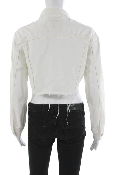 Levis Women Basic Jacket White Cotton Button Long Sleeve Size XS