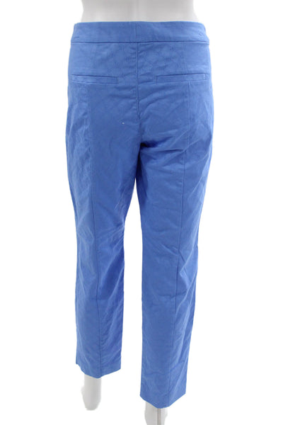 Lilly Pulitzer Women Ankle Pants Blue Geometric Cotton Button Inseam 28 Size 8