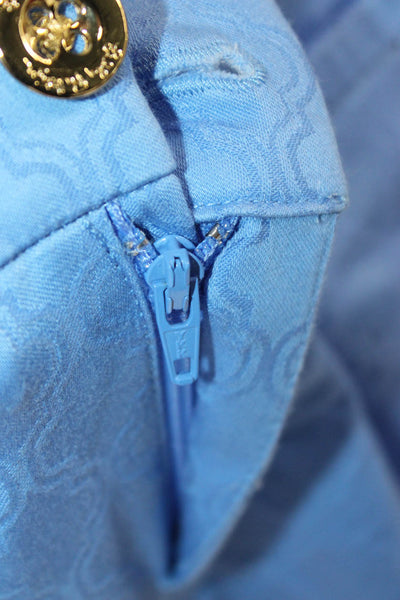 Lilly Pulitzer Women Ankle Pants Blue Geometric Cotton Button Inseam 28 Size 8