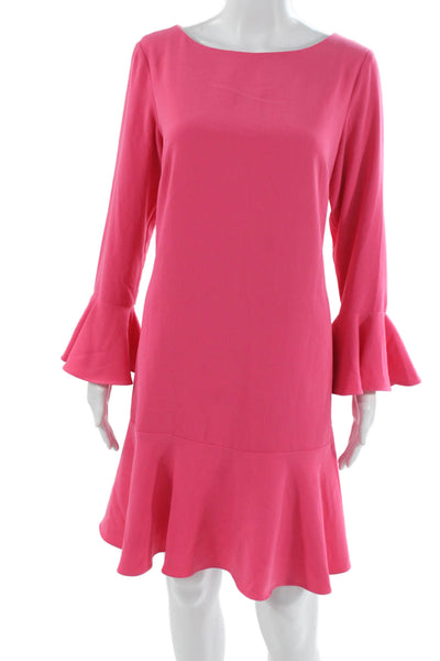 STS Sail To Sable Women Pink Shift Dress Long Sleeve Boat Neck Size 10