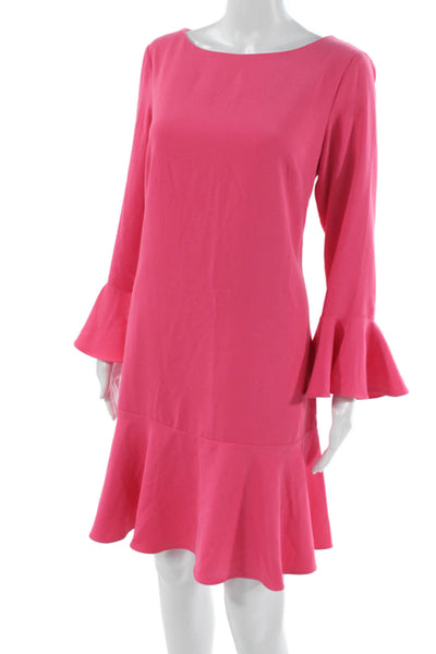 STS Sail To Sable Women Pink Shift Dress Long Sleeve Boat Neck Size 10