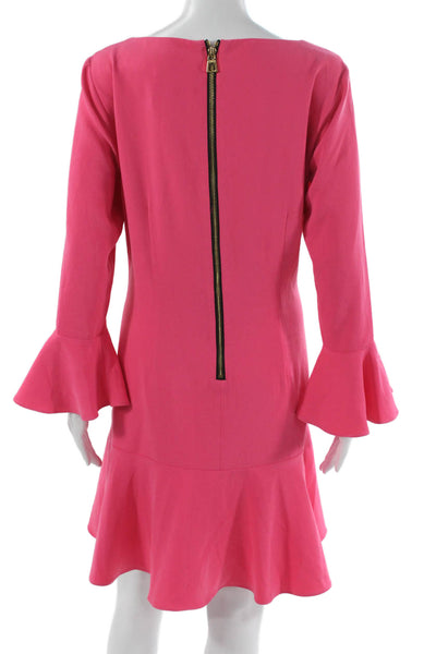 STS Sail To Sable Women Pink Shift Dress Long Sleeve Boat Neck Size 10